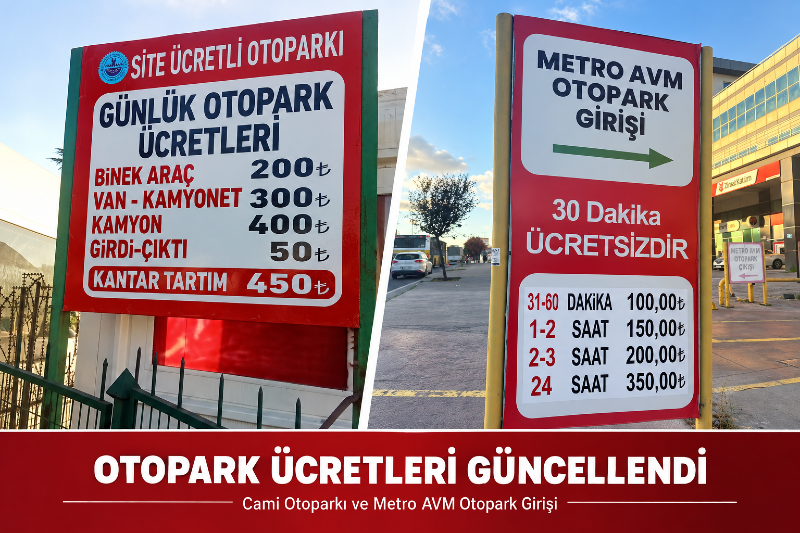 OTOPARK ÜCRETLERİ GÜNCELLENDİ